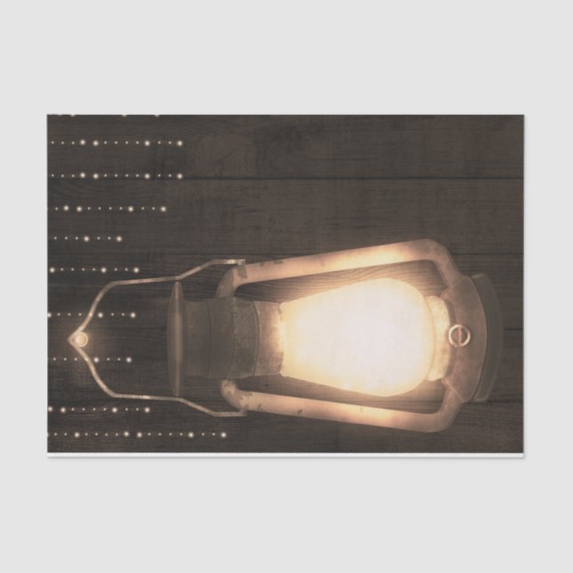 Papel De Seda Lâmpada Rústica & Luzes Madeira Marrom Casamento (Frente )