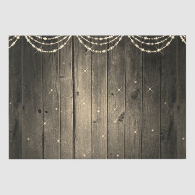 Papel De Seda Lâmpadas de Madeira Rústicas Focam o Natal (Frente )