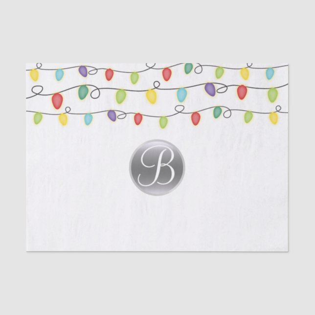 Papel De Seda Lâmpadas de Natal Monograma Letra Inicial (Frente )