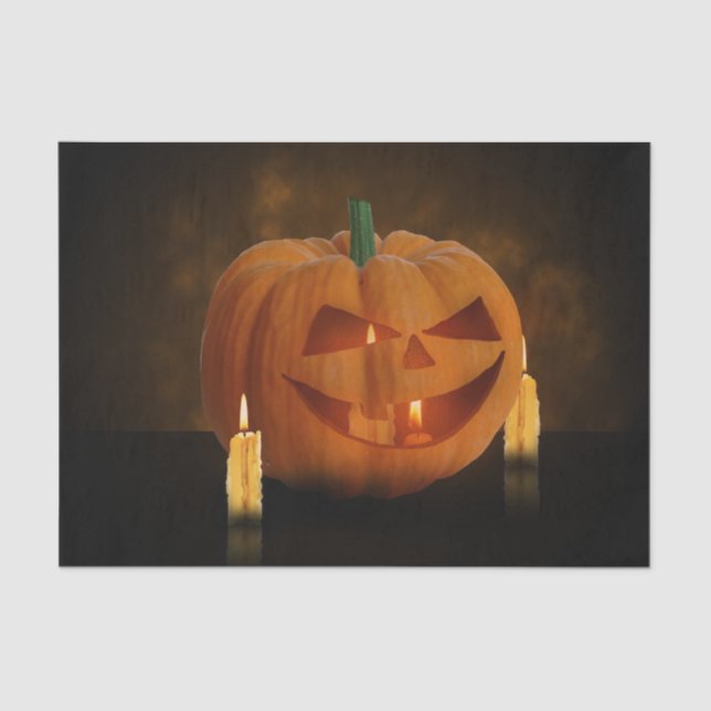 Papel De Seda Lanterna de Abóbora Halloween com Velas (Frente )