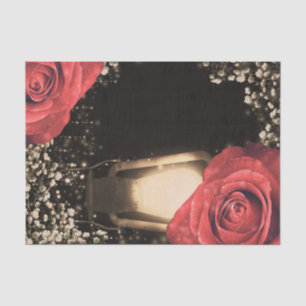 Papel De Seda Lanterna de Brilho Rústico Rosas Vermelhas Vintage