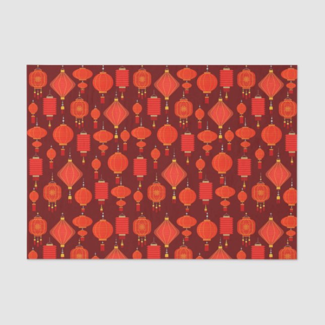 Papel De Seda Lanternas de vermelho e ouro chinesas (Frente )