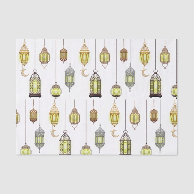 Papel De Seda Lanternas Ramadan Mubarak Oriental Árabe Muçulmano (Frente )
