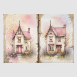 Papel De Seda Lar Cottagecore de Primavera em Flor em Aquarela