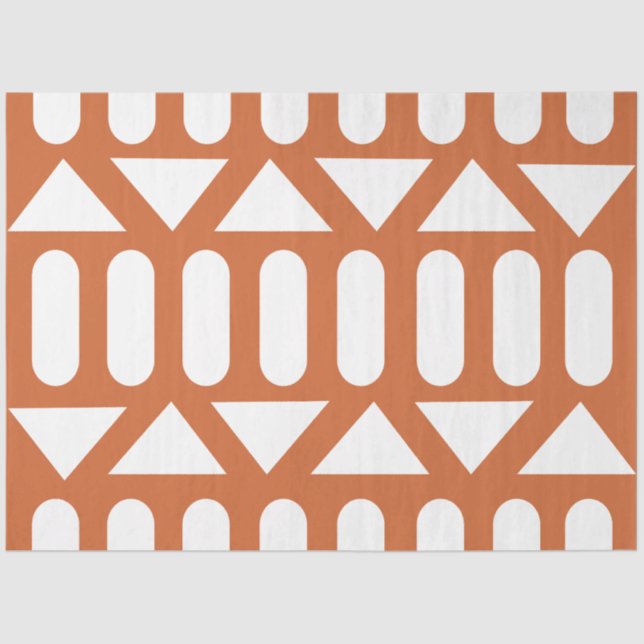 Papel De Seda Laranja Branco Moderno Geométrico (Frente )