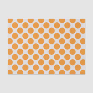 Papel De Seda Laranja Brilho Moderno e Bolinhas Brancas Grandes