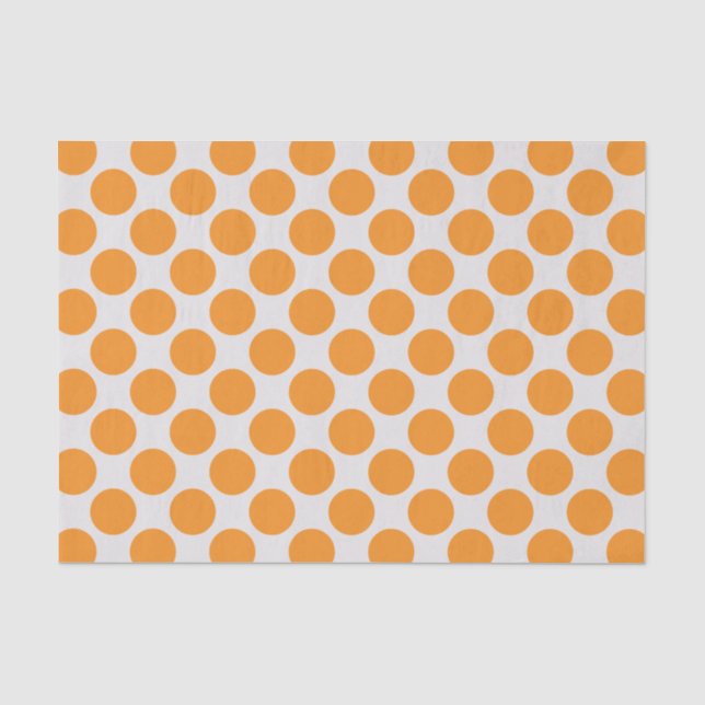 Papel De Seda Laranja Brilho Moderno e Bolinhas Brancas Grandes (Frente )