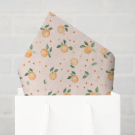 Papel De Seda Laranja Cítrica de Verão Fofo Padrão de Frutas