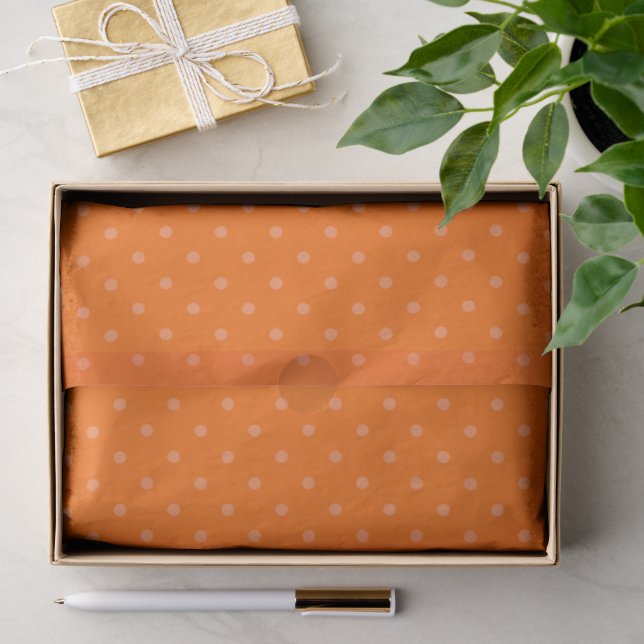 Papel De Seda Laranja Com Bolinhas Laranja Claro (Presente)