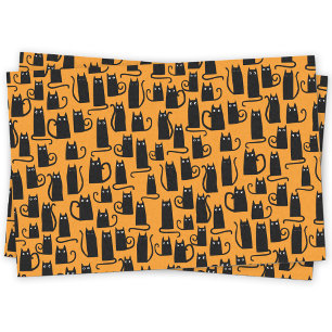 Papel De Seda Laranja de Gato Preto do Dia das Bruxas