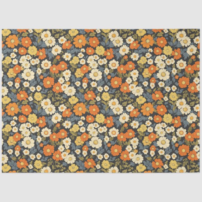 Papel De Seda Laranja e margarida amarela inspirados na vindima (Frente )