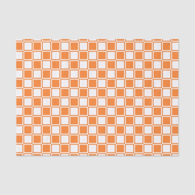 Papel De Seda Laranja e quadrados esboçados branco (Frente )