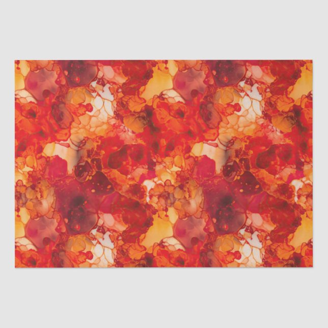 Papel De Seda Laranja e vermelho sunset com tinta a álcool Rosa  (Frente )