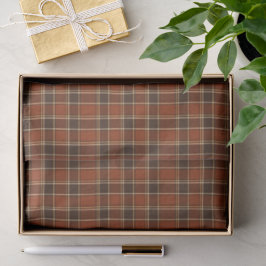 Papel De Seda Laranja Ferrugem e Marrom Padrão Xadrez Tartan