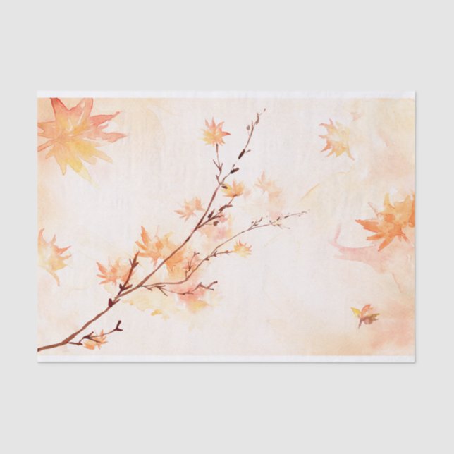 Papel De Seda Laranja Laranja Elegante Mapeando Folhas de outono (Frente )