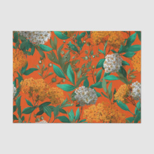 Papel De Seda Laranja Verde Rústico Ousado Vintage Boho Floral