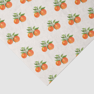 Papel De Seda laranjas em aquarela estilo vintage em ecru 