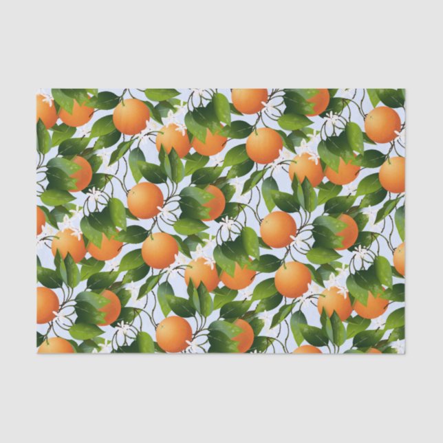 Papel De Seda Laranjas Fruta Citrus Floral (Frente )