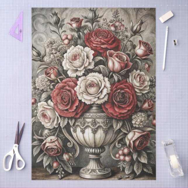 Papel De Seda Large Elegant Floral Furniture Decoupage (Arte )