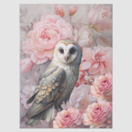 Papel De Seda Large Ethereal Pink Florals & White Owl Decoupage