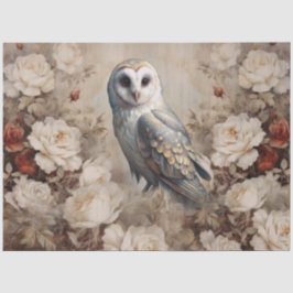 Papel De Seda Large Vintage Inspired Victorian Era Roses & Owl