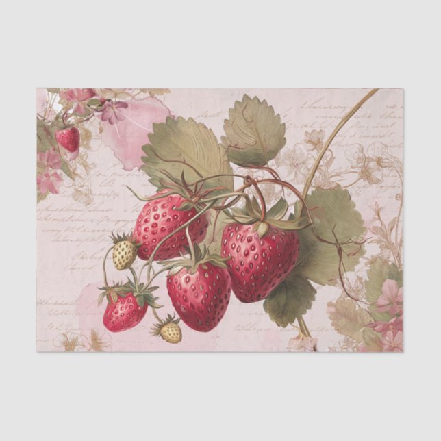 Papel De Seda Large Watercolor Strawberries (Frente )