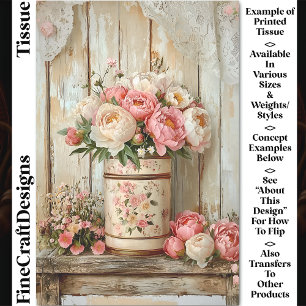 Papel De Seda Lata Floral Vintage & Peônias Rústicas Decoupage D
