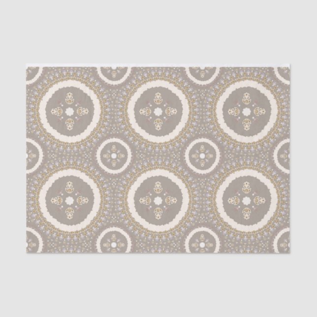 Papel De Seda Latte Beige Elegante Ornamental Floral (Frente )