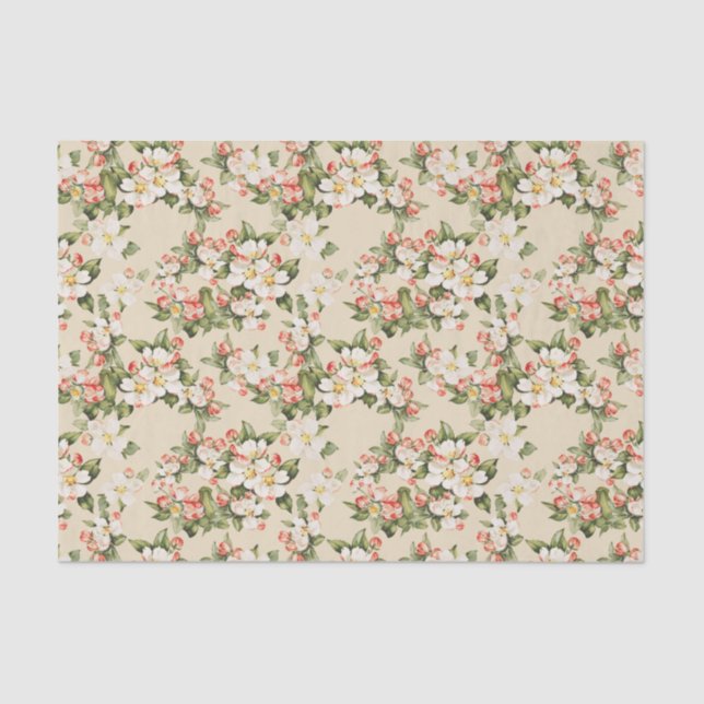 Papel De Seda Latte Beige Floral Elegante (Frente )