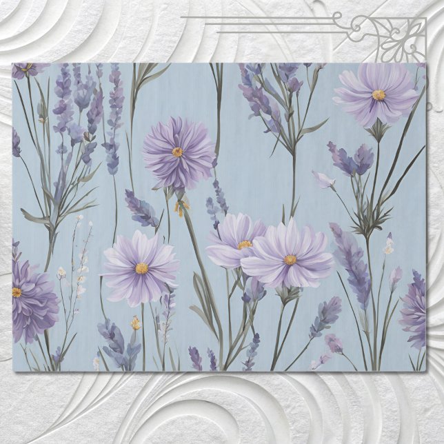 Papel De Seda Lavanda de Daisy Boho Wildflower Decoupage (Criador carregado)