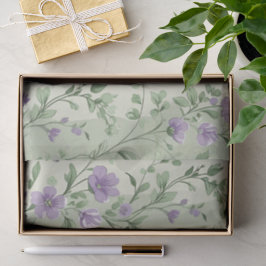 Papel De Seda Lavanda e Design Botânica Verde