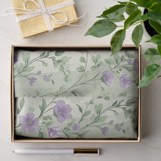 Papel De Seda Lavanda e Design Botânica Verde