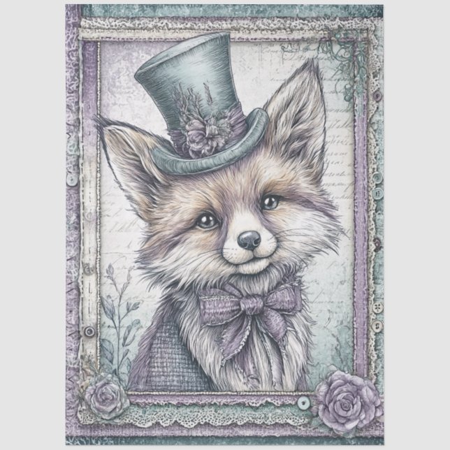 Papel De Seda Lavanda e Teal Fantasy Fox com Dissociação de Chap (Frente )