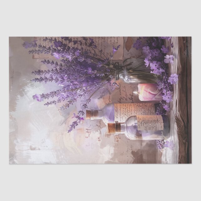 Papel De Seda Lavanda Flores Velas Apothecary Decoupage (Frente )