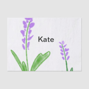 Papel De Seda Lavanda roxa cor d'água floral adiciona nome texto