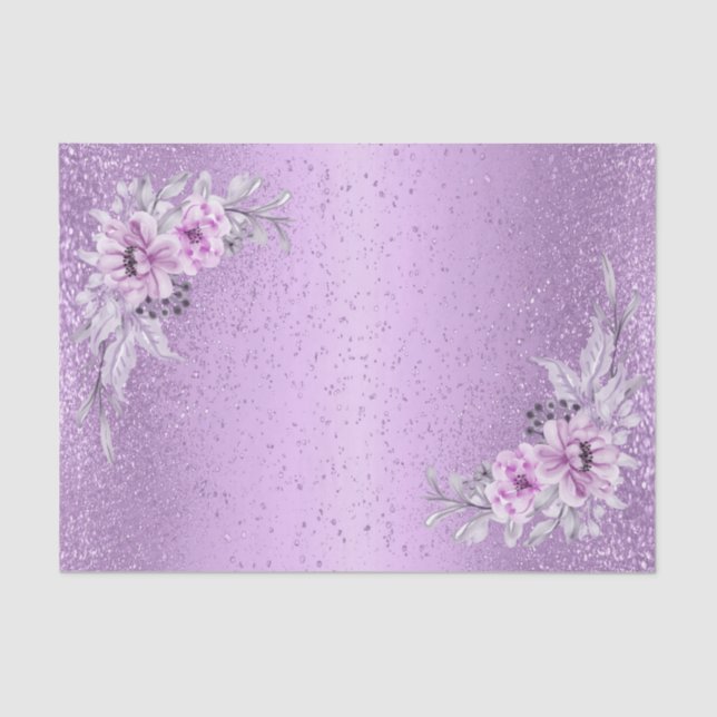 Papel De Seda Lavanda Roxo com Flores (Frente )