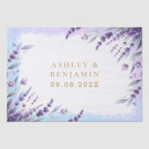 Papel De Seda Lavandas E Azul Floral Elegante Aquarela