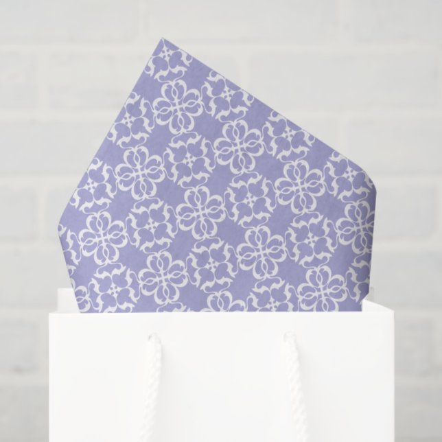 Papel De Seda Lavender & White Floral Lattice Pattern (Sacola de presentes)