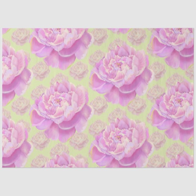 Papel De Seda Lavish Peony sobre verde pálido (Frente )