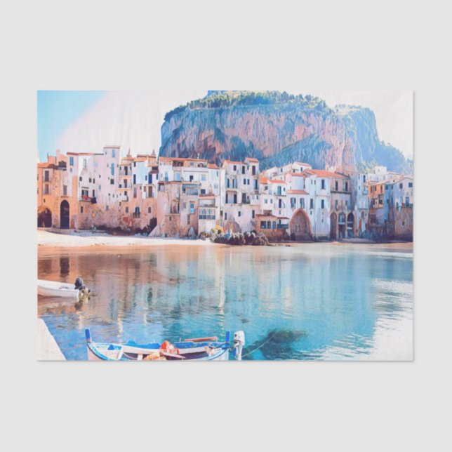 Papel De Seda ldp CEFALU - Sicília - praia - panorama (Frente )