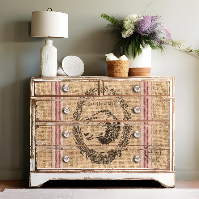 Papel De Seda "Le Mouton" ou "Sheep Burlap Sack Decoupage" (Criador carregado)