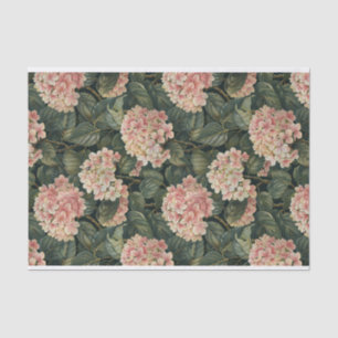 Papel De Seda Leafy Green Pale Cor-de-rosa pálido Hydrangea Art