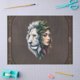 Papel De Seda Leão Branco e Mulher