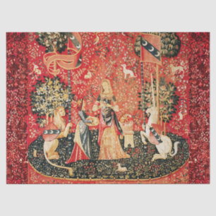 Papel De Seda Leão da SENHORA E do UNICÓRNIO, flores da