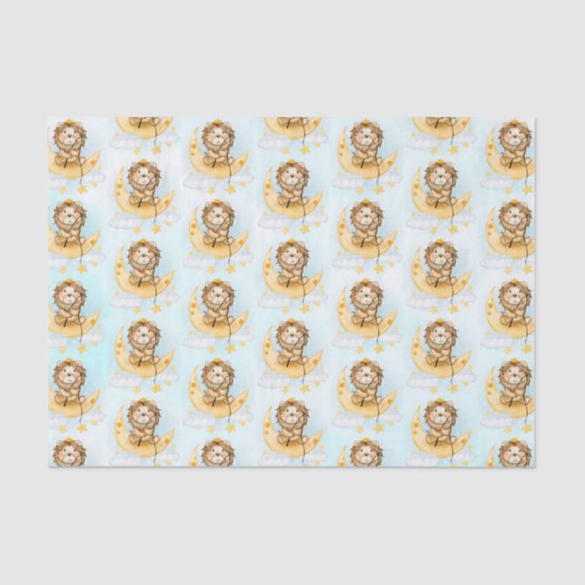 Papel De Seda Leão de Cuta que pesca na Aquarela da Lua (Frente )