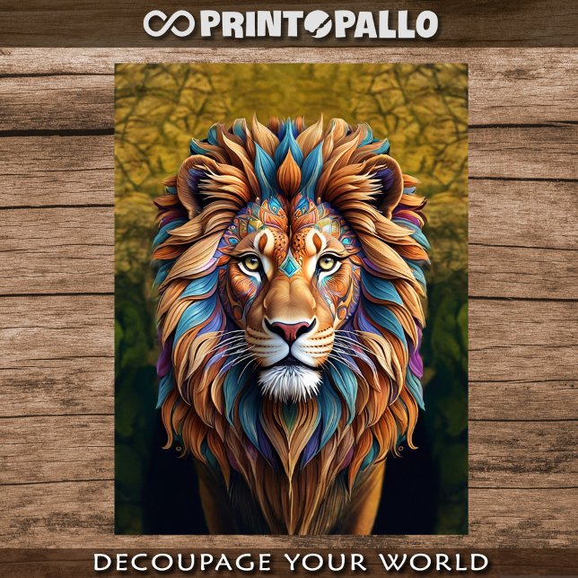 Papel De Seda Leão em estilo turbilhão para Decoupage  (Criador carregado)