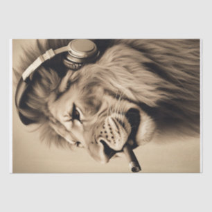 Papel De Seda Leão legal com fones de ouvido Separação/tecido Fu