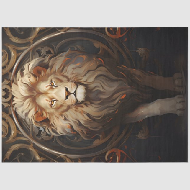 Papel De Seda Leão ornamentado (Frente )