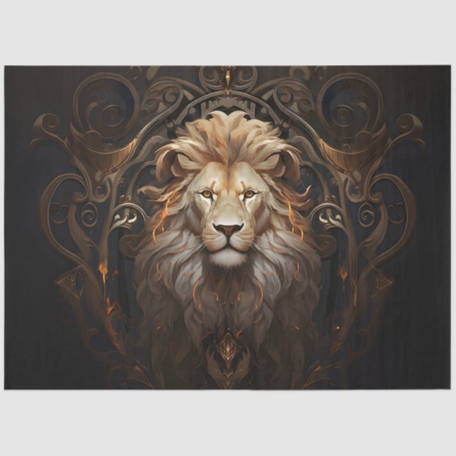 Papel De Seda Leão ornamentado (Frente )