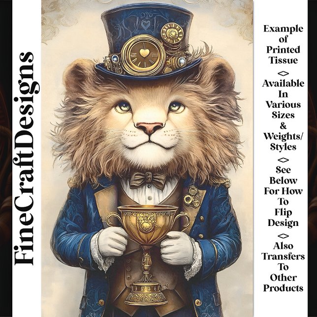 Papel De Seda Leão Steampunk & Troféu Dourado Decoupagem AS3 (Criador carregado)